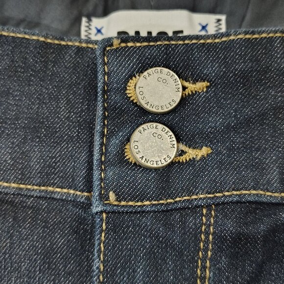 Paige Dark Wash Flared Denim Jeans Womens Size 29 Hidden Hills Stretch USA Made - Picture 6 of 16